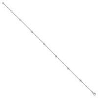 Sterling Silver Rhodium-plated Bezel CZ 5-Station Plus 2 Inch Extender - Total 11 Inch Anklet, 9" view 2
