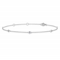Sterling Silver Rhodium-plated Bezel CZ 5-Station Plus 2 Inch Extender - Total 11 Inch Anklet, 9" view 3