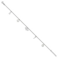 Sterling Silver Love Dangles Plus 1 Inch Extender - Total 10 Inch Anklet - 9in view 2