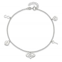 Sterling Silver Love Dangles Plus 1 Inch Extender - Total 10 Inch Anklet - 9in view 5