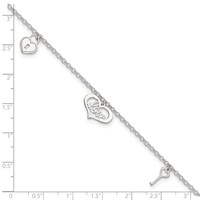 Sterling Silver Love Dangles Plus 1 Inch Extender - Total 10 Inch Anklet - 9in view 4