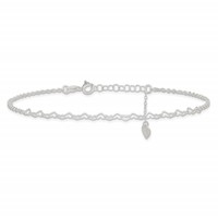 Sterling Silver Heart Link Plus 1 Inch Extender - Total 10 Inch Anklet, 9" view 3