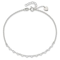 Sterling Silver Heart Link Plus 1 Inch Extender - Total 10 Inch Anklet, 9" view 5