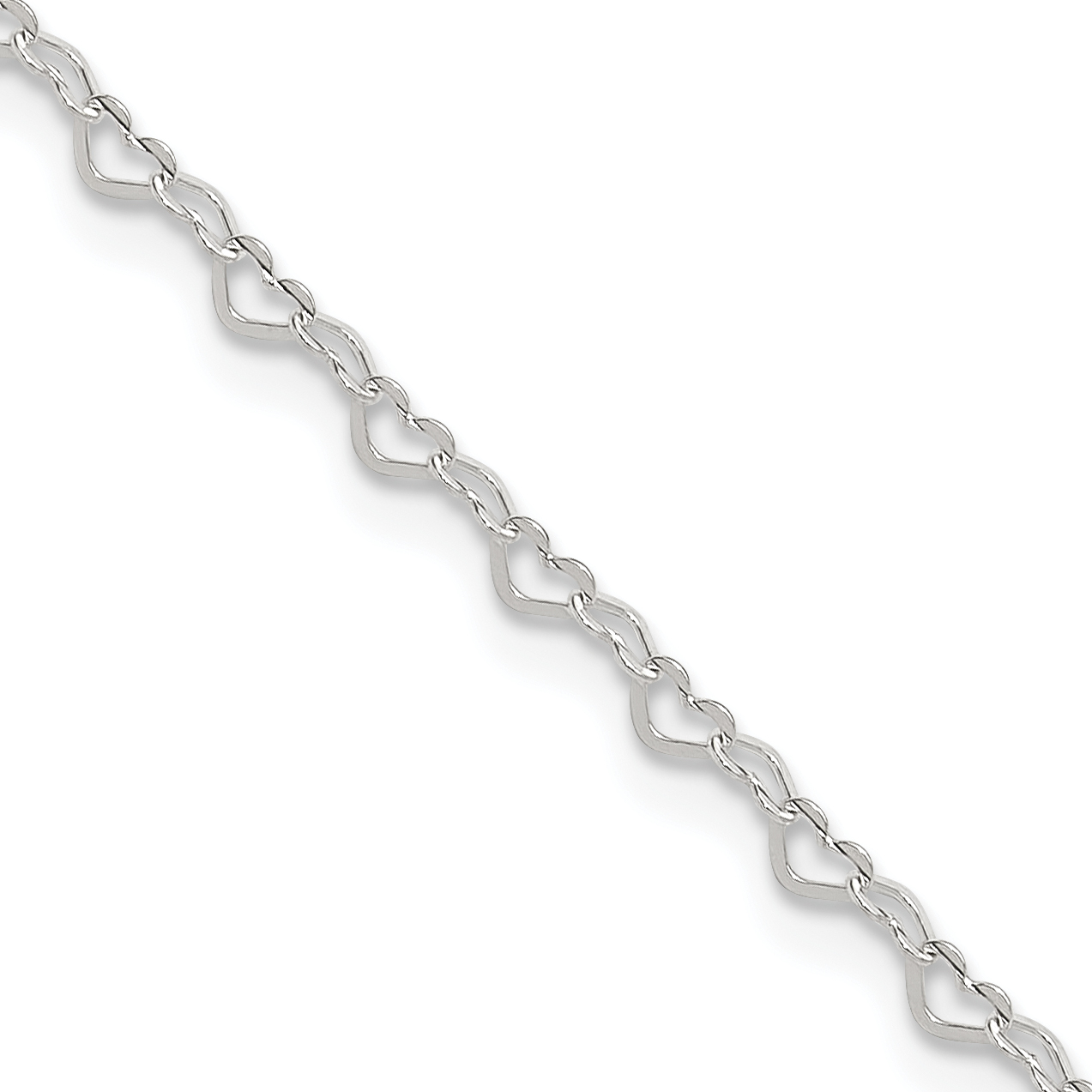 Sterling Silver Heart Charm 9in Plus 1in ext. Anklet (QG4732-9)