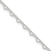 Sterling Silver Heart Link Plus 1 Inch Extender - Total 10 Inch Anklet, 9" view 1