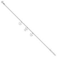 Sterling Silver Faith Believe Angel Plus 1 Inch Extender - Total 10 Inch Anklet, 9" view 2