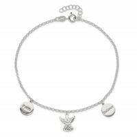 Sterling Silver Faith Believe Angel Plus 1 Inch Extender - Total 10 Inch Anklet, 9" view 5