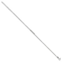 Sterling Silver Beaded 2-Strand Plus 1 Inch Extender - Total 10 Inch Anklet - 9in view 2