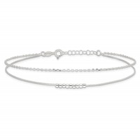 Sterling Silver Beaded 2-Strand Plus 1 Inch Extender - Total 10 Inch Anklet - 9in view 3