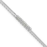 Sterling Silver Beaded 2-Strand Plus 1 Inch Extender - Total 10 Inch Anklet - 9in view 1