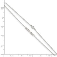 Sterling Silver 2-Strand Beaded CZ Plus 1 Inch Extender - Total 10 Inch Anklet, 9" view 4
