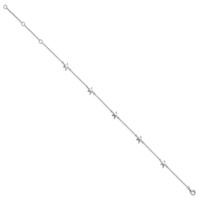 Sterling Silver Rhodium-plated Starfish Plus 2 Inch Extender - Total 11 Inch Anklet, 9" view 2