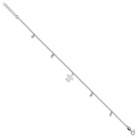 Sterling Silver Turtle and Beads Plus 1 Inch Extender - Total 10 Inch Anklet, 9" view 2