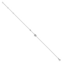 Sterling Silver Rhodium-plated CZ Turtle 9 Inch Plus 2 Inch Extender - Total 11 Inch Anklet view 2