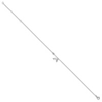 Sterling Silver Rhodium-plated CZ Dolphin Plus 2 Inch Extender - Total 11 Inch Anklet, 9" view 2