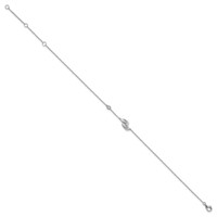Sterling Silver Rhodium-plated CZ Flip Flops Plus 2 Inch Extender - Total 11 Inch Anklet, 9" view 2