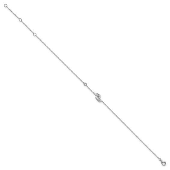 Sterling Silver Rhodium-plated CZ Flip Flops 9 inch Plus 2 inch Extender - Total 11 inch Anklet