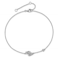 Sterling Silver Rhodium-plated CZ Flip Flops Plus 2 Inch Extender - Total 11 Inch Anklet, 9" view 5