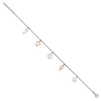 Sterling Silver Rose-tone Seashore Charms Plus 1 Inch Extender - Total 10 Inch Anklet, 9" view 2