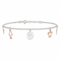 Sterling Silver Rose-tone Seashore Charms Plus 1 Inch Extender - Total 10 Inch Anklet, 9" view 3