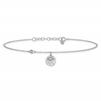 Sterling Silver Rhodium-plated CZ Sand Dollar Plus 1 Inch Extender - Total 10 Inch Anklet, 9" view 3