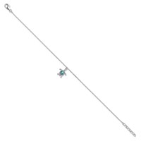 Sterling Silver Rhodium-plated Created Opal Turtle 9 Inch Plus 1 Inch Extender - Total 10 Inch Anklet view 2
