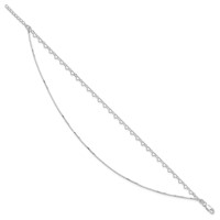 Sterling Silver 2-Strand Heart Link Plus 1 Inch Extender - Total 10 Inch Anklet, 9" view 2
