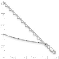 Sterling Silver 2-Strand Heart Link Plus 1 Inch Extender - Total 10 Inch Anklet, 9" view 4