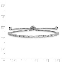 Sterling Silver Rhodium-plated April CZ Adjustable Bolo Bracelet view 2