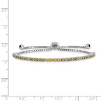 Sterling Silver Rhodium-plated August Light Green CZ Adjustable Bolo Bracelet view 2