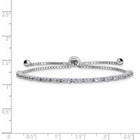 Sterling Silver Rhodium-plated June Light Purple CZ Adjustable Bolo Bracelet view 2