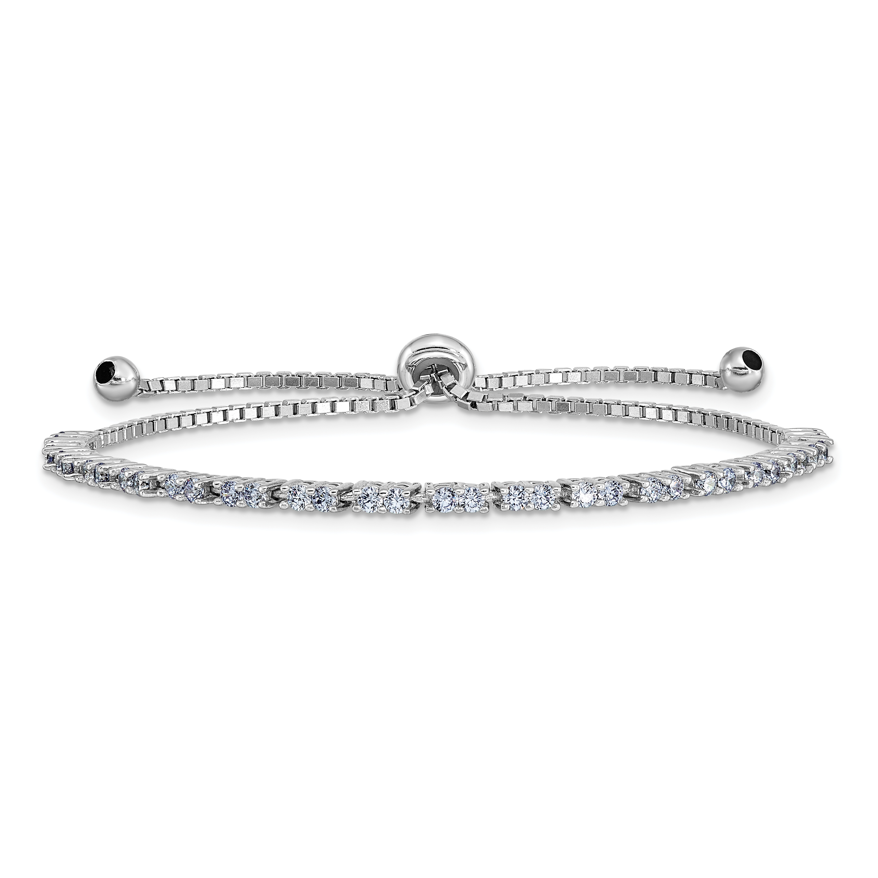 Sterling Silver Rhod-plated June Lavender CZ Adjustable Bracelet (QG4757JUN)