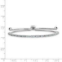 Sterling Silver Rhodium-plated March Light Blue CZ Adjustable Bolo Bracelet view 2
