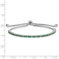 Sterling Silver Rhodium-plated May Green CZ Adjustable Bolo Bracelet view 2
