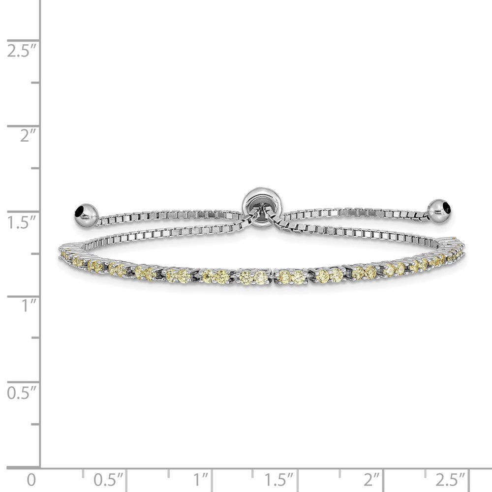 Sterling Silver Rhod-plated November Yellow CZ Adjustable Bracelet (QG4757NOV)