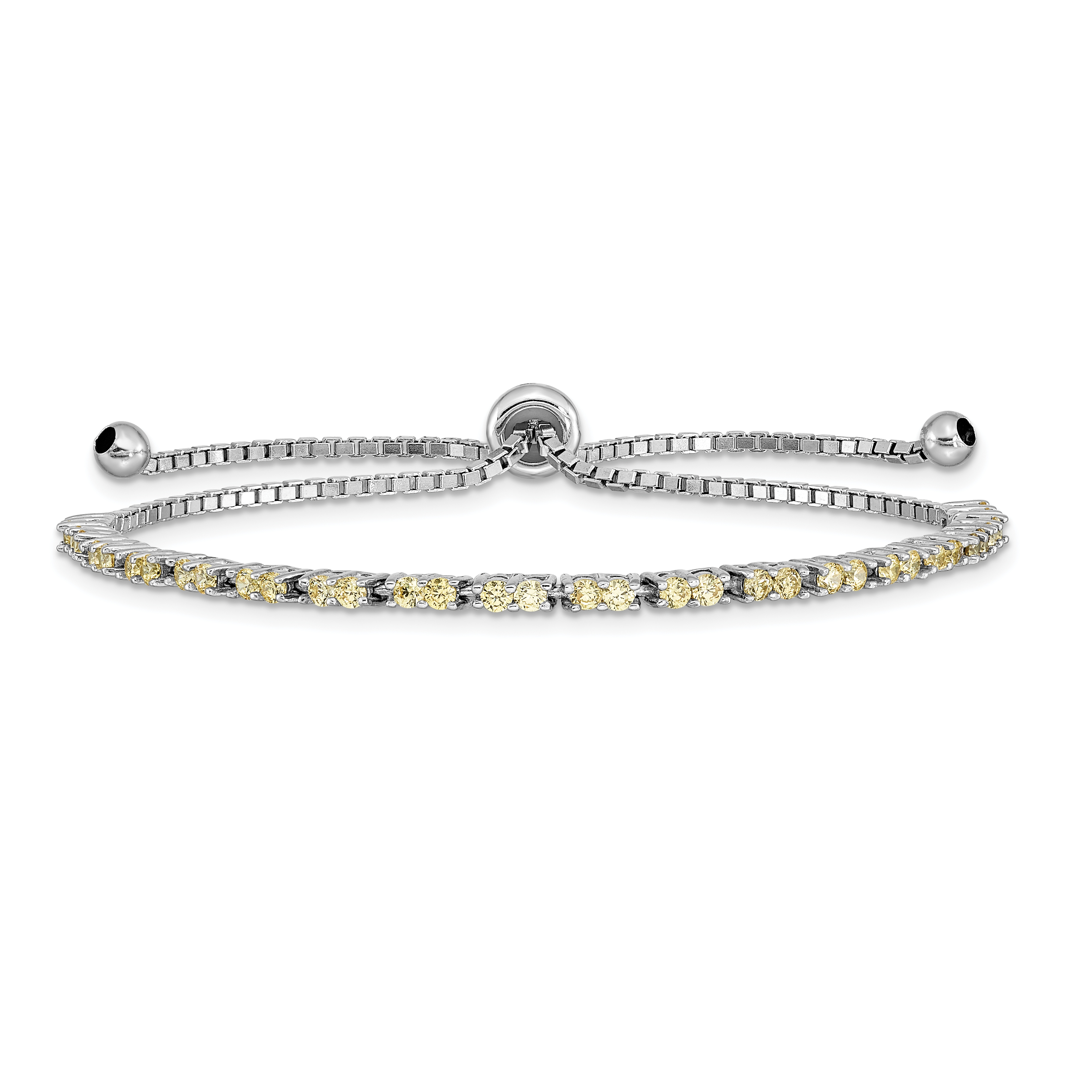 Sterling Silver Rhod-plated November Yellow CZ Adjustable Bracelet (QG4757NOV)
