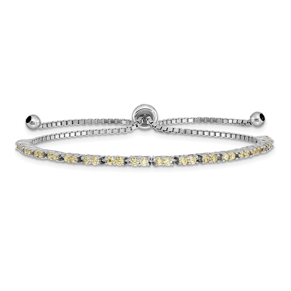 Sterling Silver Rhod-plated November Yellow CZ Adjustable Bracelet (QG4757NOV)