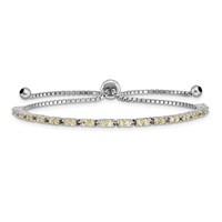 Sterling Silver Rhodium-plated November Yellow CZ Adjustable Bolo Bracelet view 1