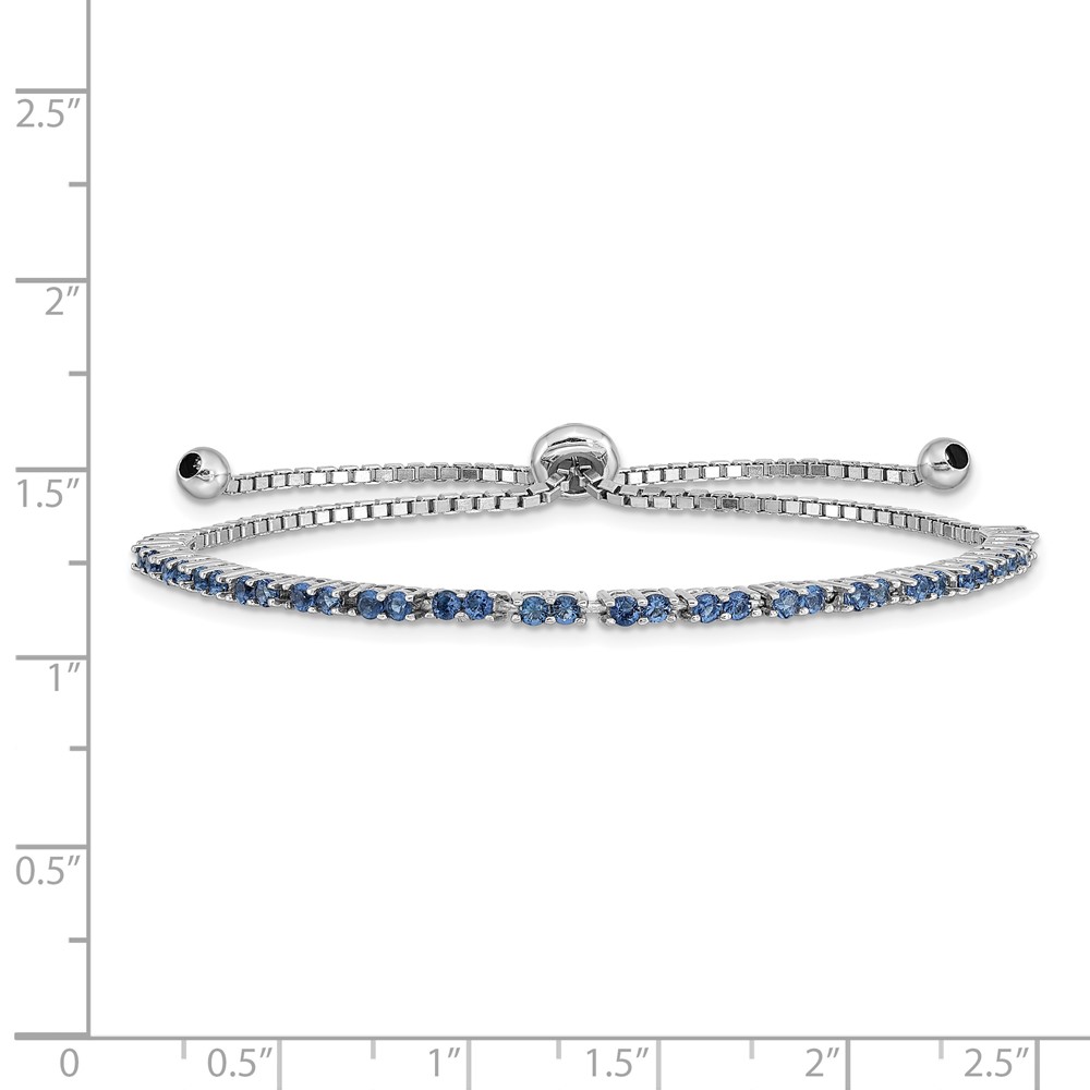 Sterling Silver Rhod-plated September Blue CZ Adjustable Bracelet (QG4757SEP)