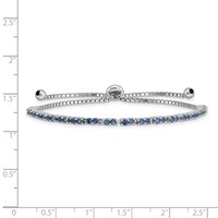Sterling Silver Rhod-plated September Blue CZ Adjustable Bracelet view 2