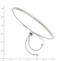 Sterling Silver Rhodium-plated Diamond-cut Half-Bangle Adjustable Bolo Bracelet view 2