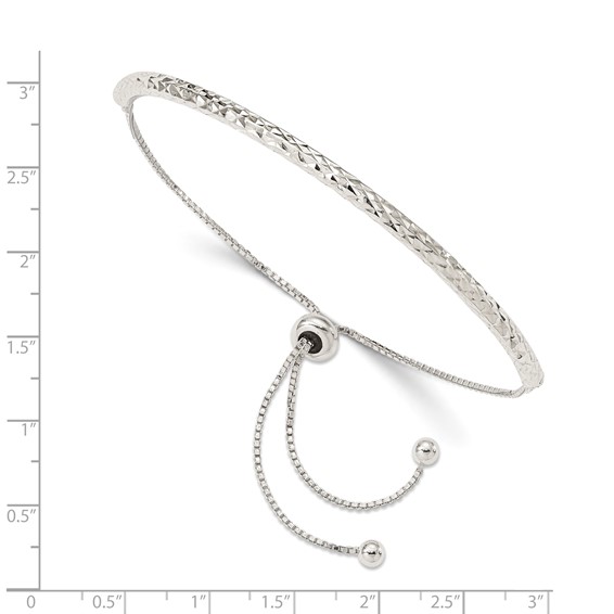 Sterling Silver Diamond-cut Adjustable Bracelet