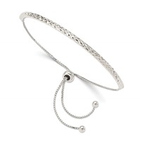 Sterling Silver Rhodium-plated Diamond-cut Half-Bangle Adjustable Bolo Bracelet view 1