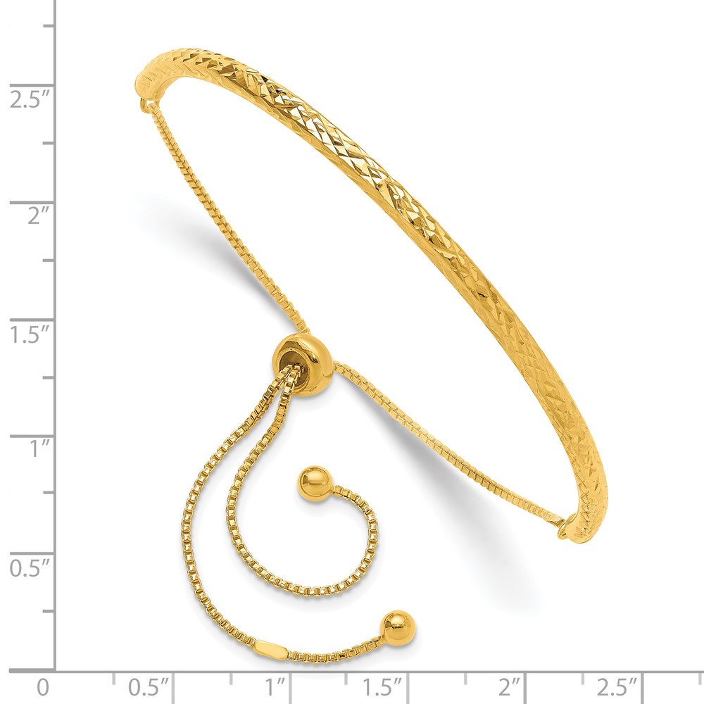 Sterling Silver Gold-tone Diamond-cut Bar Adjustable Bracelet (QG4758GP)