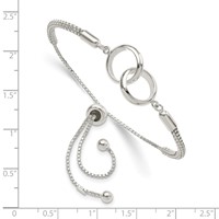 Sterling Silver Polished Interlinked Circles Adjustable Bolo Bracelet view 2