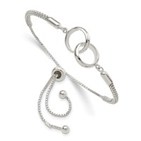 Sterling Silver Polished Interlinked Circles Adjustable Bolo Bracelet view 1