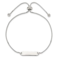 Sterling Silver Polished Engravable 21x5mm Plate Adjustable Bolo ID Bracelet view 2