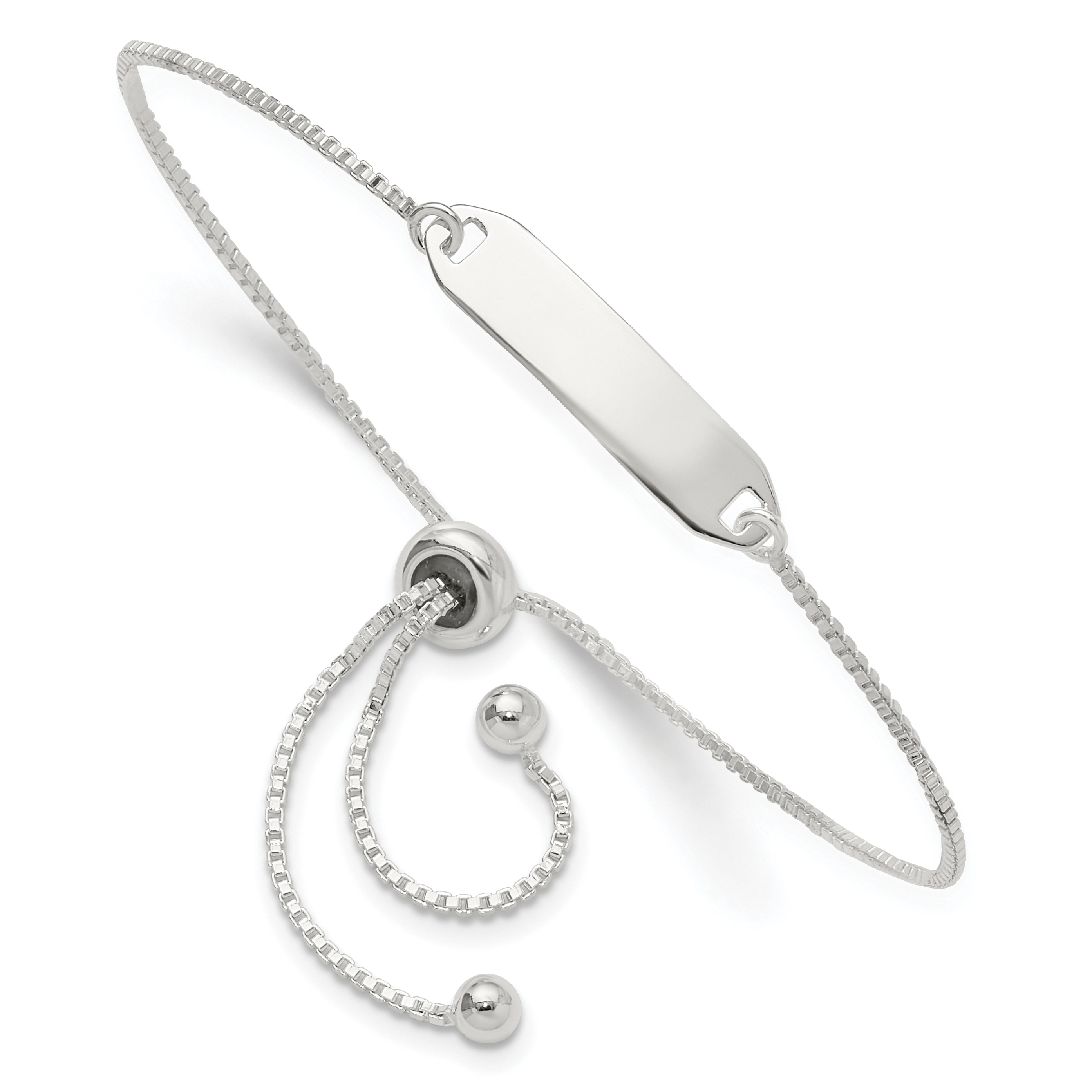 Sterling Silver Polished Bar Adjustable Bracelet (QG4763)