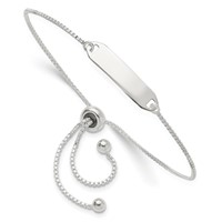 Sterling Silver Polished Engravable 21x5mm Plate Adjustable Bolo ID Bracelet view 1