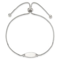Sterling Silver Polished Engravable 15x5mm Oval Plate Adjustable Bolo ID Bracelet view 3